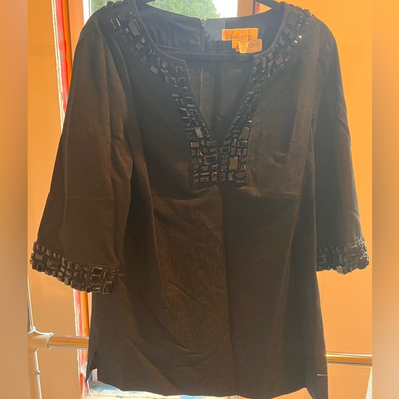 Michael by Michael Kors brocade black tunic with jets - Picture 3 of 5
